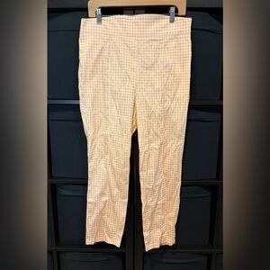 Pinup Couture PUG Laura Byrnes Peach Gingham Cigarette Pants Size XL NWT
